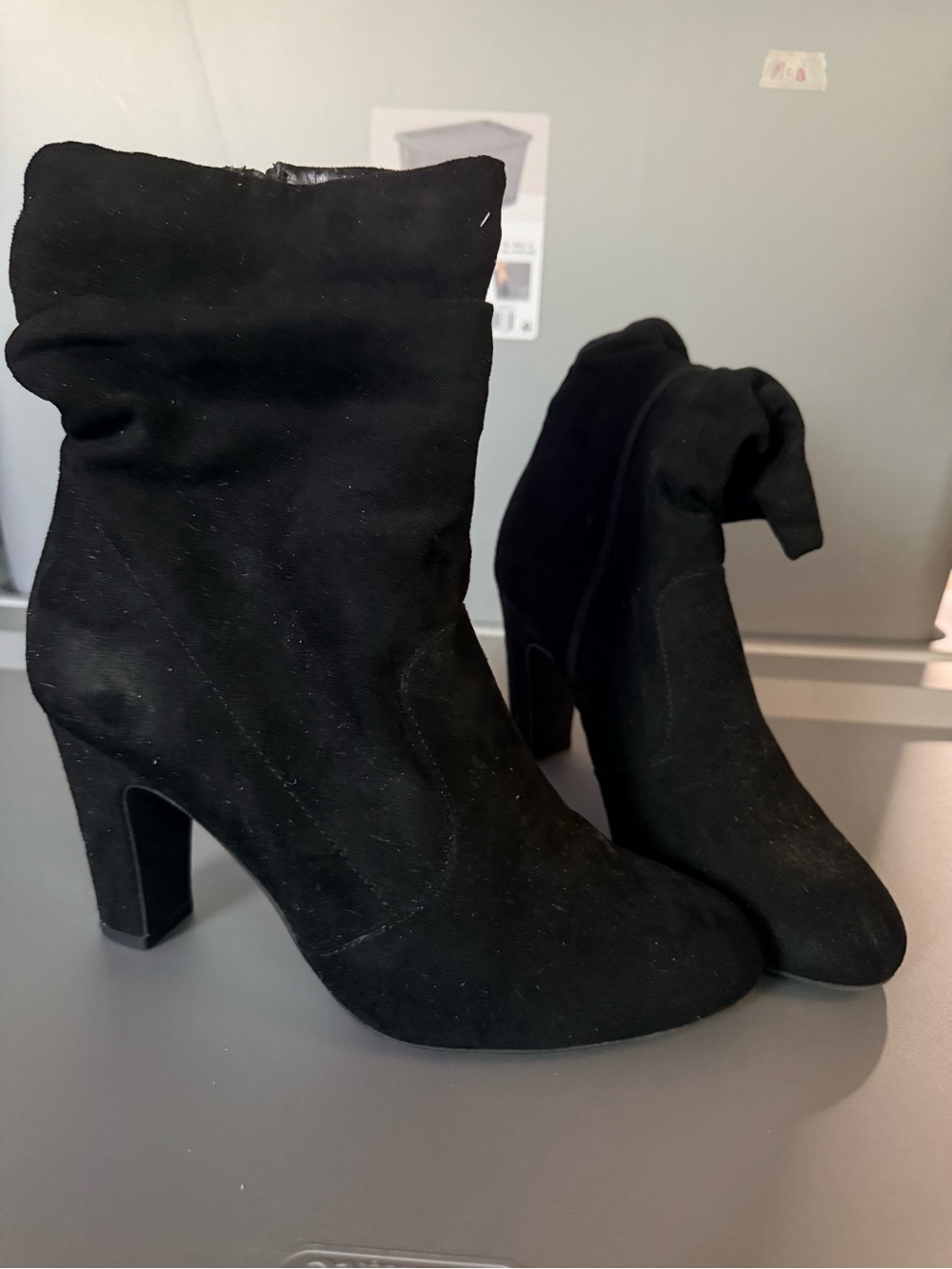 Kelly & Katie Black Suede Block Heel Ankle Boots